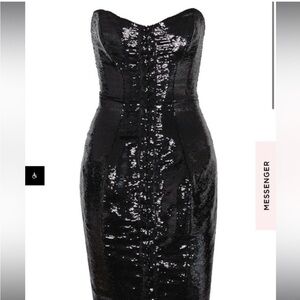 House of CB Black Strapless Bodycon Dress with Sweetheart Neckline for Cocktail